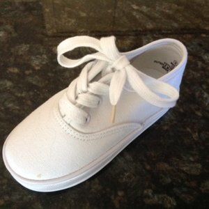 WHITE CANVAS TIE CLASSIC SNEAKERS Decorate! Size 2